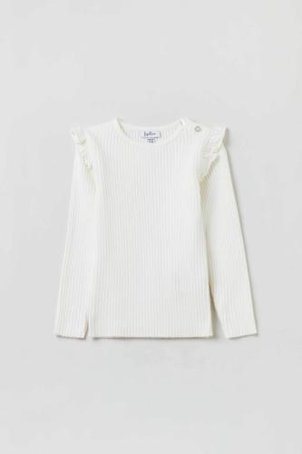 OVS παιδική μπλούζα ribbed μονόχρωμη με appliqué ώμους - 001891764 Λευκό